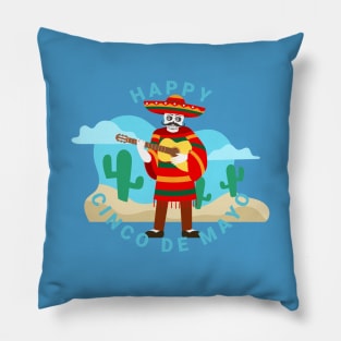 happy cinco de mayo skeleton Pillow