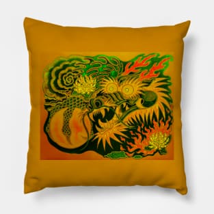 Neon Dragon With 4 Elements Variant 2 Pillow