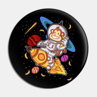 Monkey Astronaut Rocket Ride Space Pin