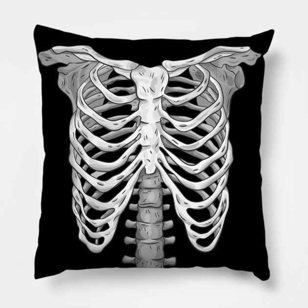 Ribcage skeleton costume Pillow by HamilcArt