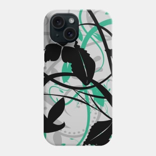 Silhouette Shadow Floral - Grey and Green Phone Case