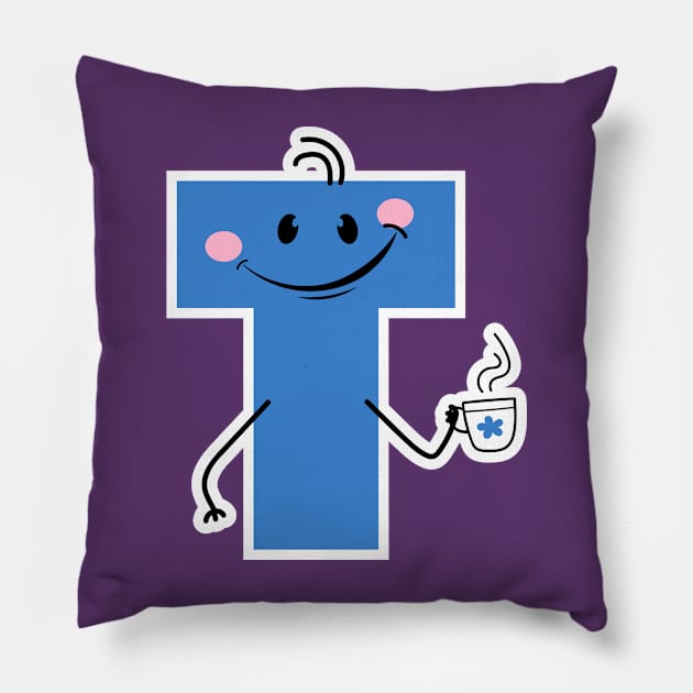 Alphabet Letter T for Kids - Playful and Funny Initial, Ideal for Thoughtful Gifts Pillow by WeAreTheWorld
