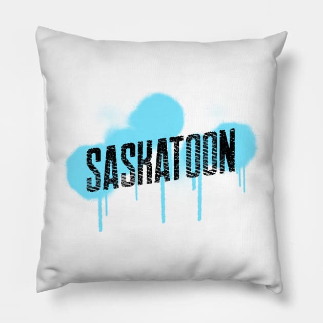 Saskatoon Paint Drip Design Pillow by Stooned in Stoon