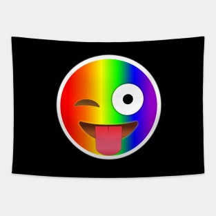 Winking Face with Tongue Emoji Gay | Pop Art Tapestry