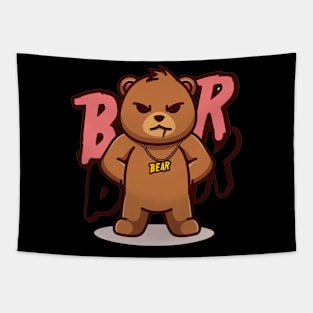 cool bear mascot illustration Tapestry