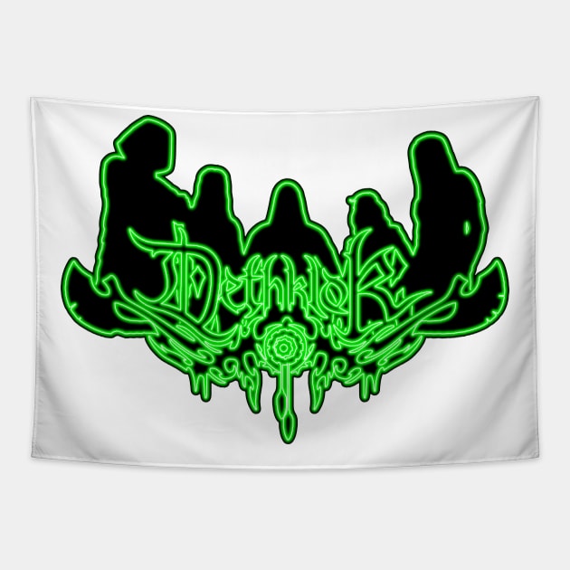 Green Neon Sign Dethklok Logo Tapestry by gkillerb