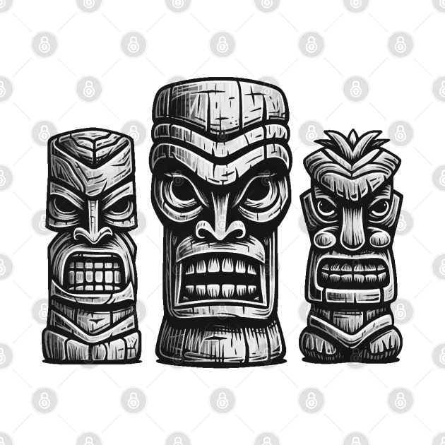 Three Tiki Statues - Freaky Tiki Time by VelvetRoom