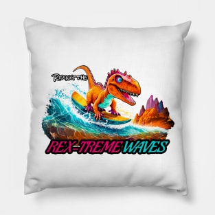 Dinosaur Surfing Funny Pillow