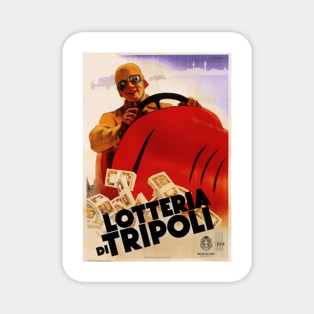 LOTTERIA DI TRIPOLI Auto Racing Retro Italian Lottery Sweepstake Gaming Promotion Magnet by vintageposters