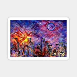 Night city silhouettes Magnet