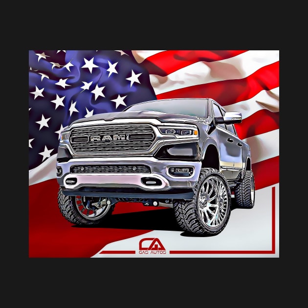 Dodge Ram and The American Flag by Gas Autos by GasAut0s