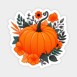 Pumpkin and Flowers Magnet