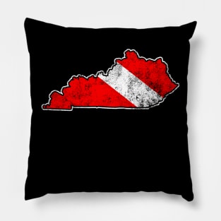 Kentucky Dive Flag Scuba Diving State Map Dive Flag Distressed Pillow