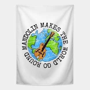 Mandolin Makes The World Go Round, Mandolinist Earth Day Tapestry