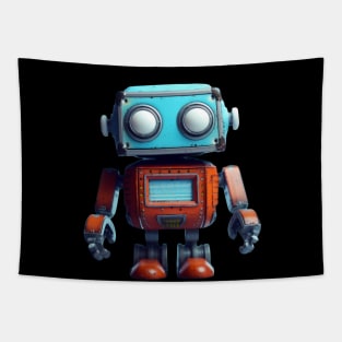 Retro Kid's Toy Robot -blue and red- 3D Character Design Tapestry