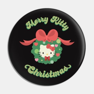 Merry Christmas Cat - Holiday logo design Pin