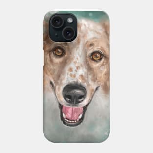 Contemporary Painting of an English Setter with Brown Freckles Smiling Phone Case