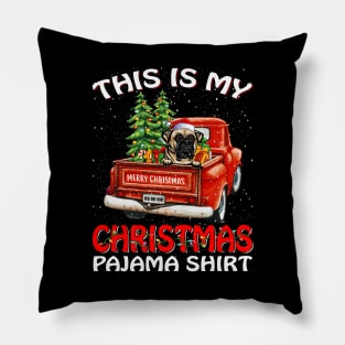 This Is My Christmas Pajama Shirt Bull Mastiff Truck Tree Pillow