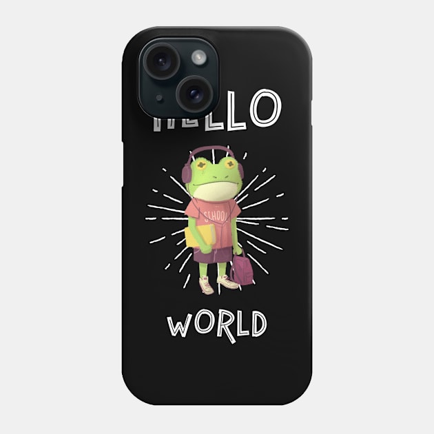 Hello World! Frog on the go Phone Case by Sonicx Electric 