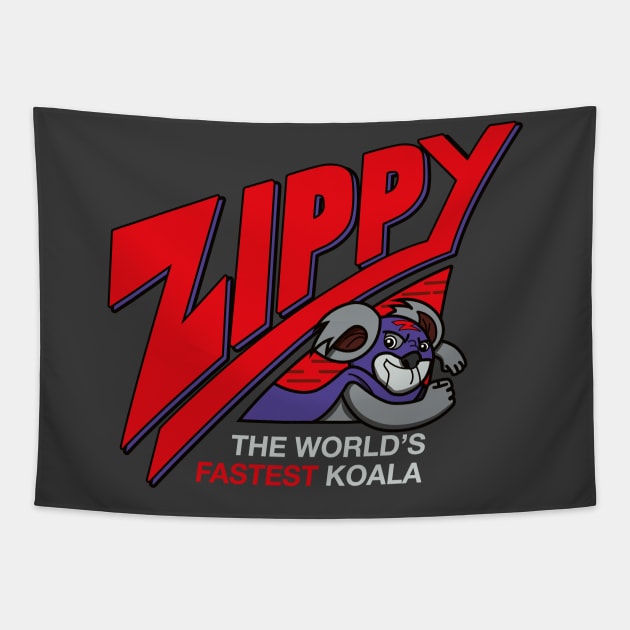 Zippy - The World's Fastest Koala (Asphalt) Tapestry by jepegdesign