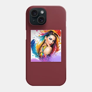 Look over shoulder, woman splashed in vibrant paint Phone Case