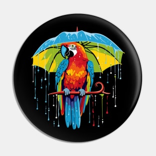 Macaw Rainy Day With Umbrella Pin