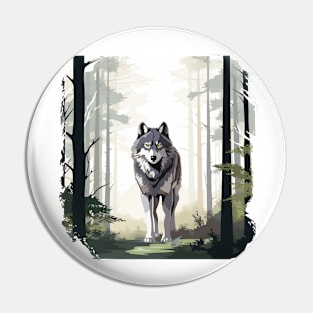Watercolor Wolf Pin