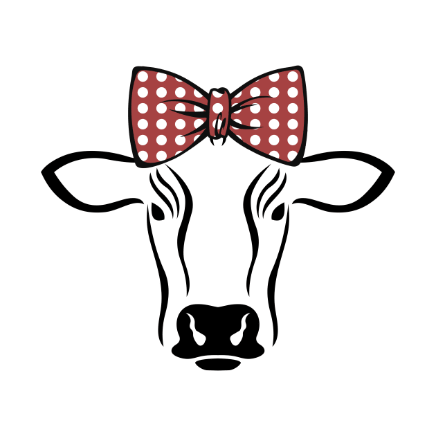 Cow Face With Bow Tie - Cute Lovely Animal For Farmhouse by mangobanana