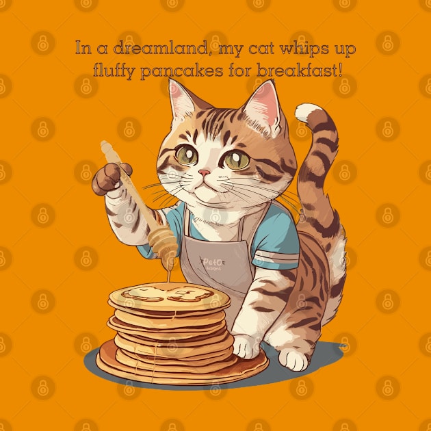 Cute Cat Whips Up Pancakes For Breakfast by PetODesigns