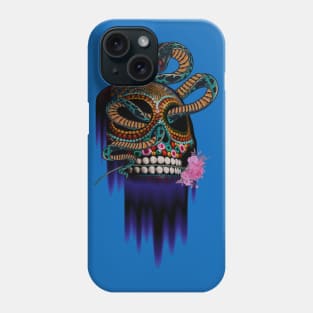 Skull with Snake and Flowers Phone Case