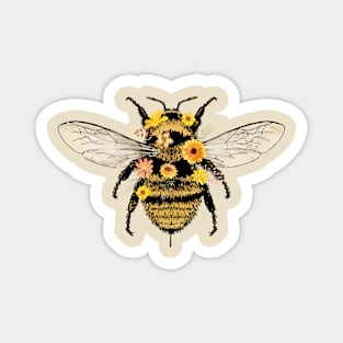 Bee With Flowers Magnet