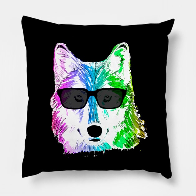 Rainbow Wolf Pillow by TheGreatDawn