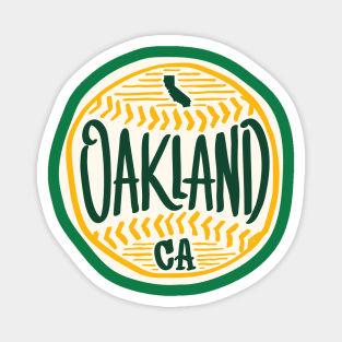 Oakland California Hand-Drawn Baseball Typography Art Magnet