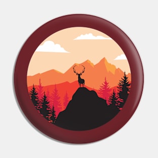 Deer Mountain Adventure Illustration Pin