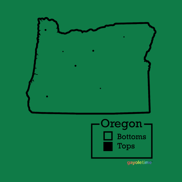 Oregon Bottoms / Tops Map by GayOleTime