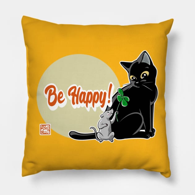 Be Happy! Pillow by BATKEI