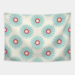 Retro Flower pattern in light blue, pink and yellow Tapestry