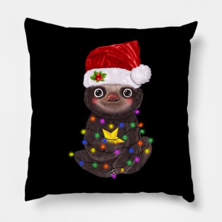 Sloth Christmas Lights And Star Awesome Pillow