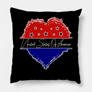 United States of America Heart Red White Blue Pillow
