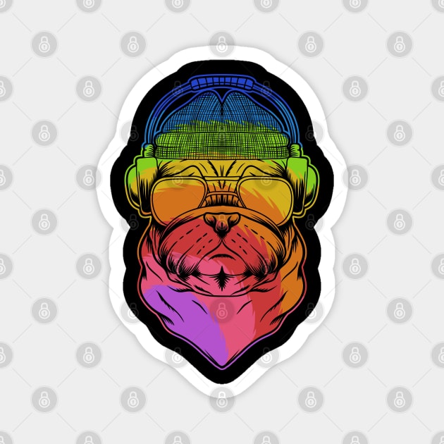 pug dog with headphone Magnet by sharukhdesign