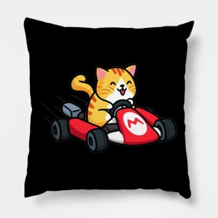 Purrfect Karting Adventure: Cat Karting Extravaganza Pillow