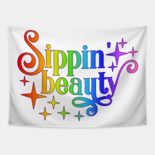 Sippin' Beauty - Rainbow Art - Wine Lovers Tapestry