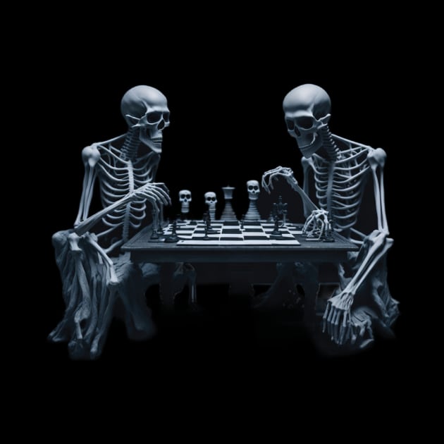 skeletons playing chess by lkn