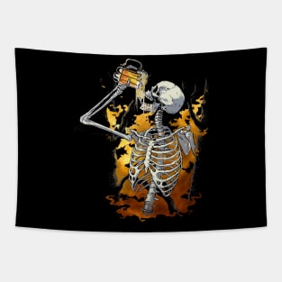 Halloween Beer Drinking Skeleton Skull Tapestry