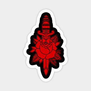 HomeSchoolTattoo Dagger and Rose (RED) Magnet