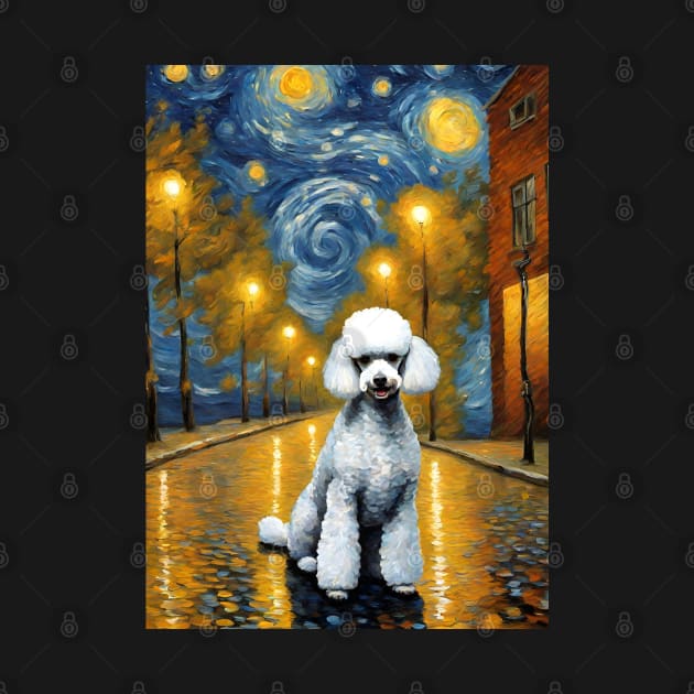 Cute Poodle Dog Breed in a Van Gogh Starry Night Art Style by Art-Jiyuu