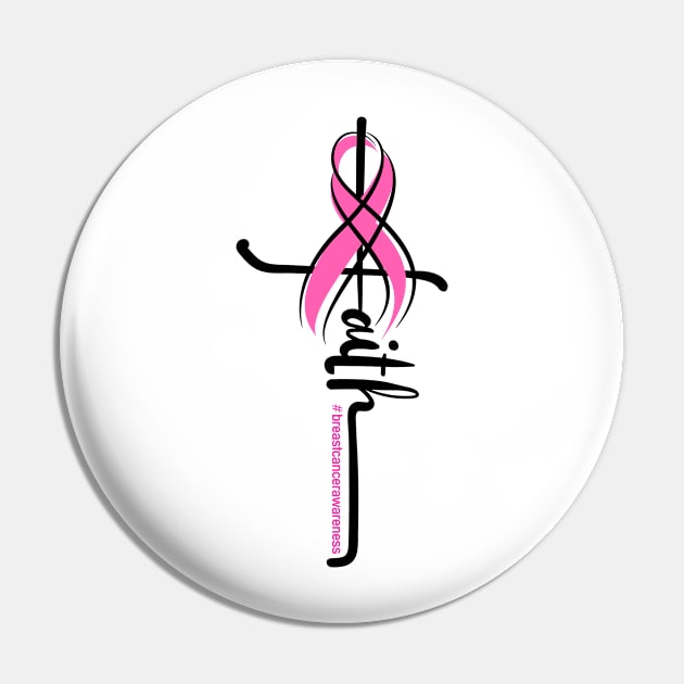 Faith Pink Ribbon Breast Cancer Awareness Christian Women Pin by apesarreunited122