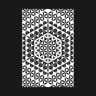 Sacred Geometry Hexagons Black White Pattern T-Shirt