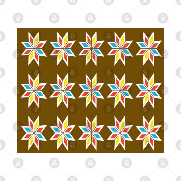 Retro Triangle Design in Brown Yellow Red and Blue by piksimp