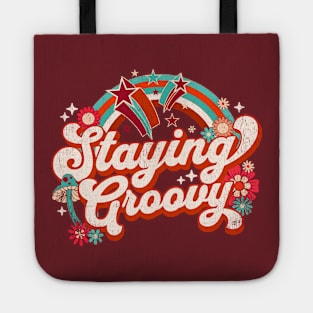 Staying Groovy 60s Vintage 70s Retro Saying Hippie Positive Tote